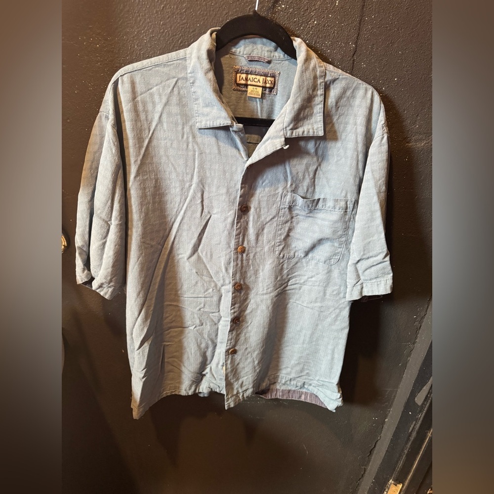 Jamaica Jaxx Light Blue Casual Silk Button Down Shirt
